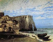 Courbet, Gustave The Cliff at Etretat after the Storm Spain oil painting artist